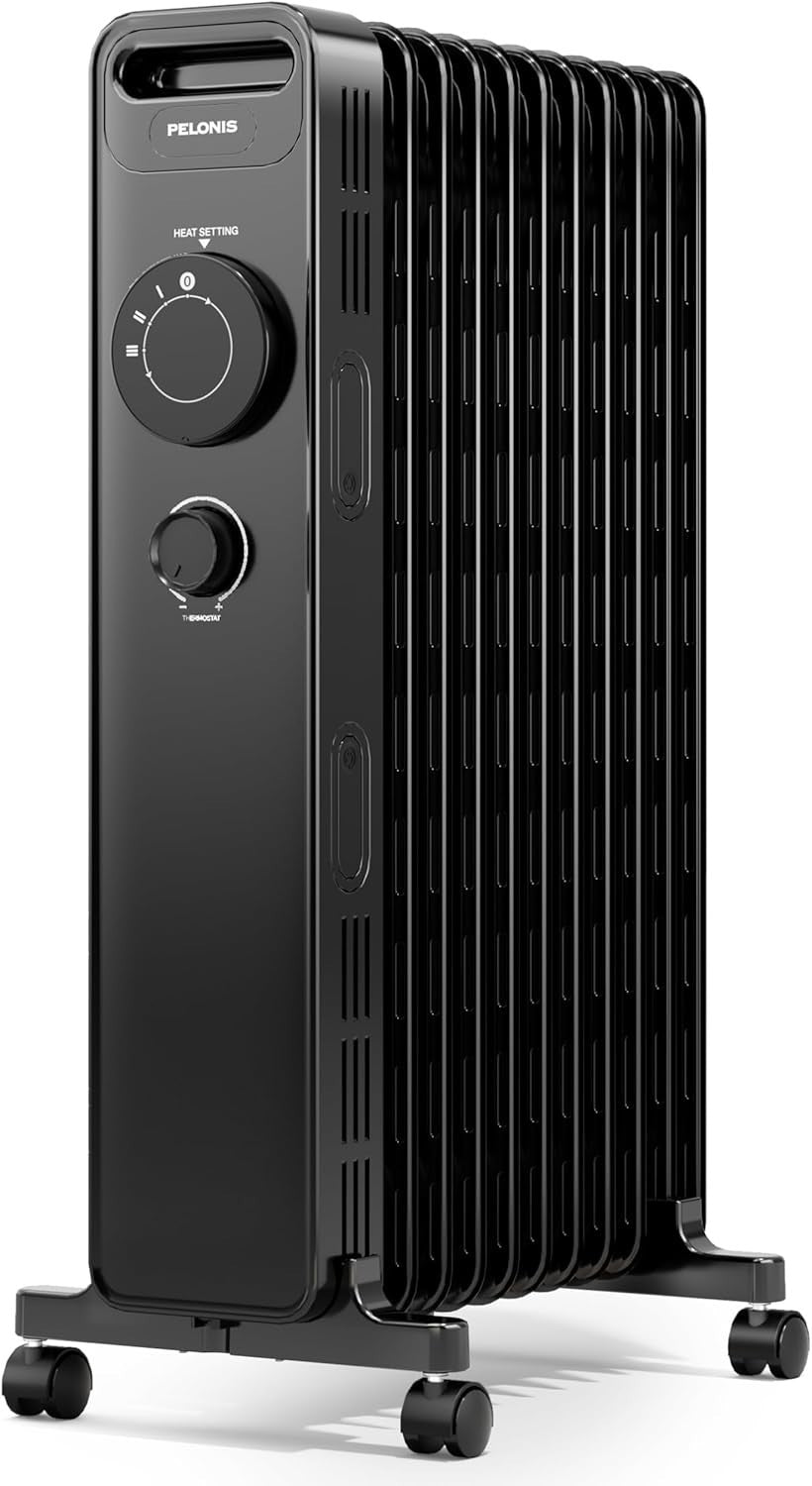 Oil Filled Electric Radiator 3 Heat Settings Adjustable Thermostat 2.3kW