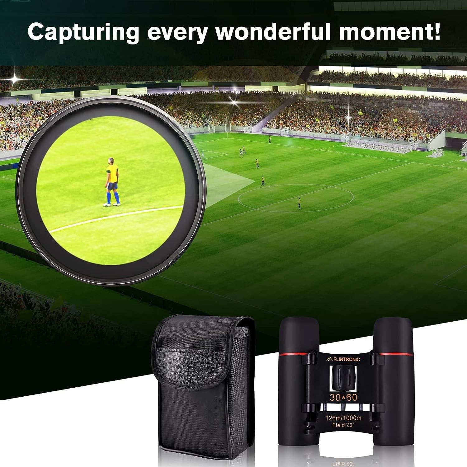 30x60 Mini Compact Binoculars Waterproof Folding Pocket Size Travel Hiking