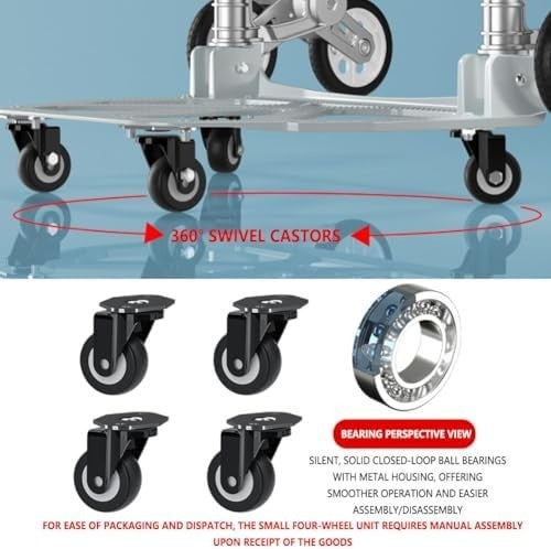 Heavy Duty Folding Stair Climbing Hand Truck 150lb Cart w/ Bag