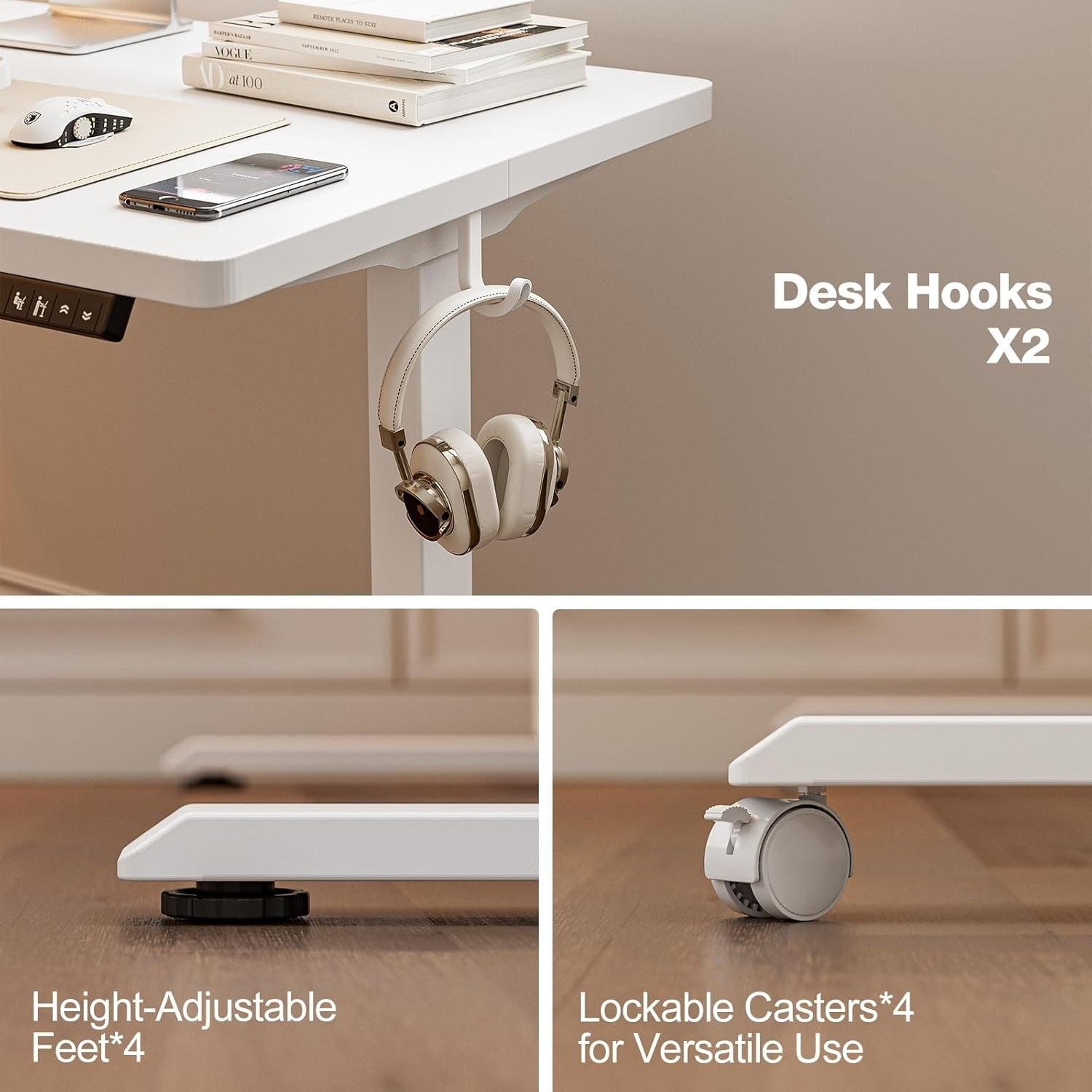 Electric Standing Desk 100x60cm Adjustable Sit Stand w/Memory Control, White