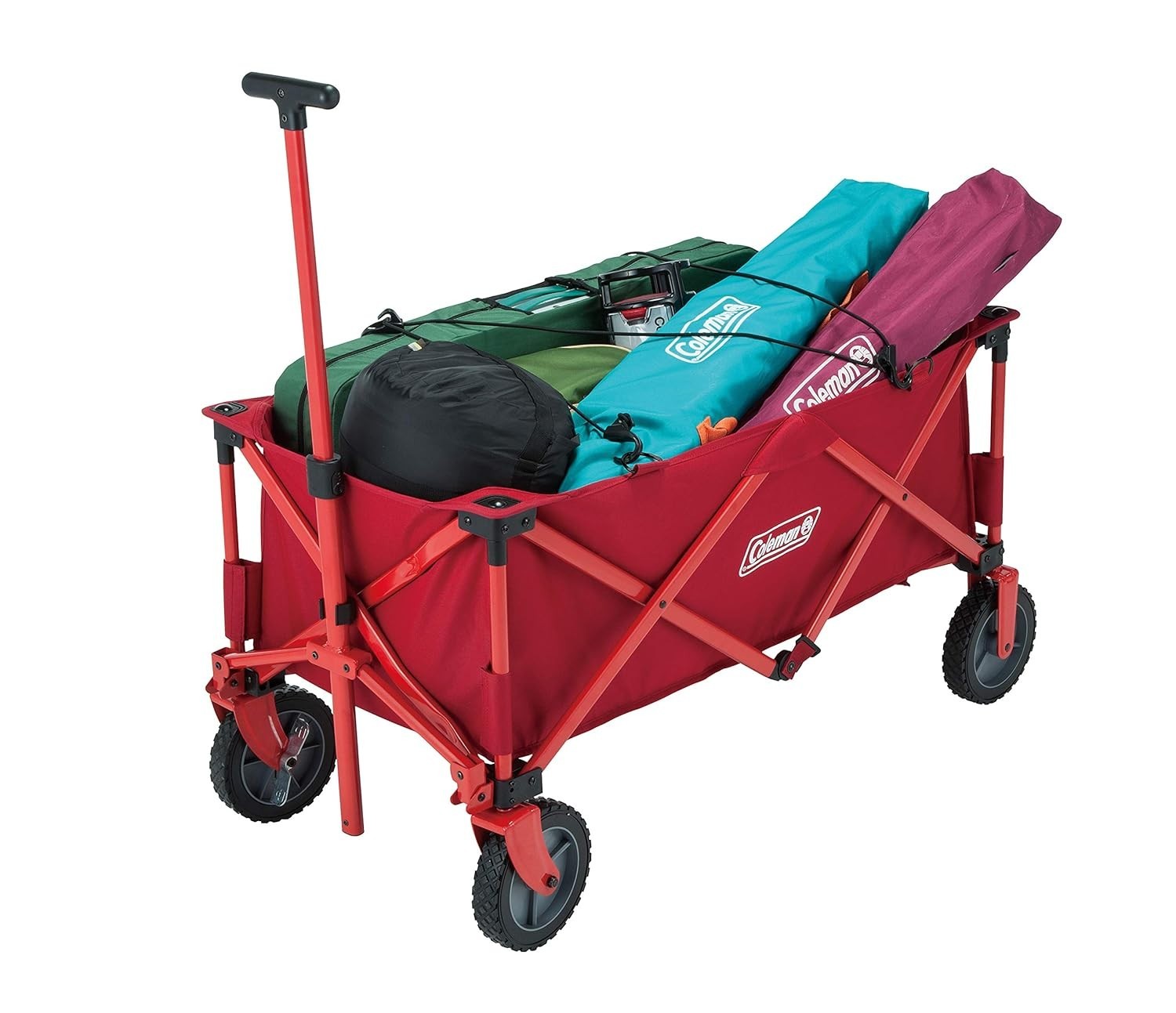Red Coleman Folding Camping Wagon Heavy Duty Collapsible Festival Cart w/ Bag