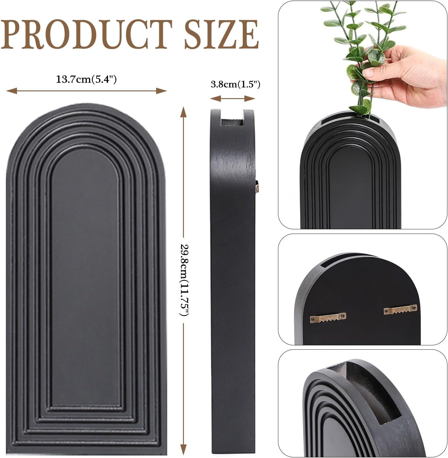 Modern Wall Wood Vase Set of 2 Farmhouse Entryway Hanging Decor