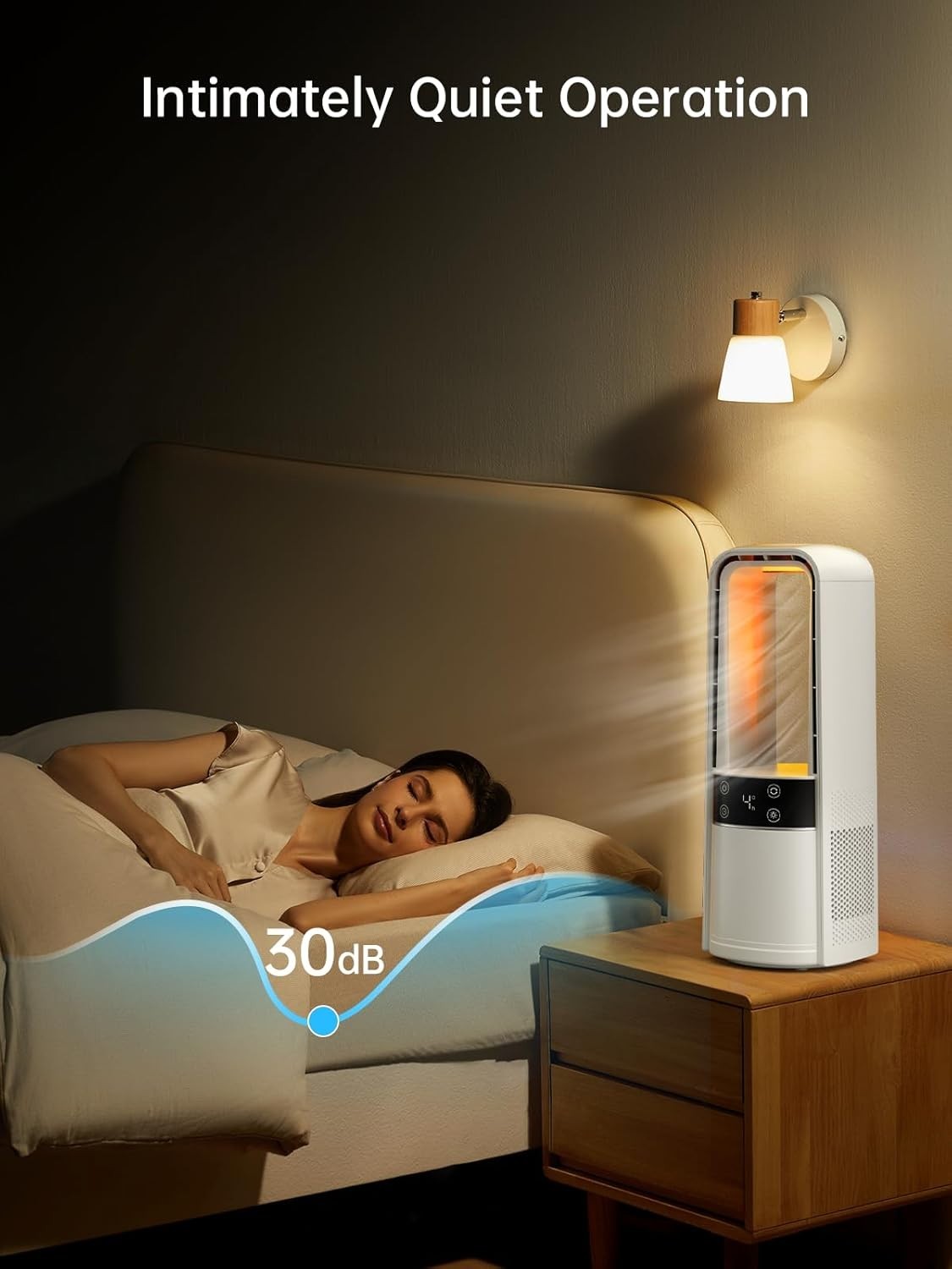 Bladeless Desk Fan – 120° Quiet 4-Speed Rechargeable w/ LED Touch Night Light