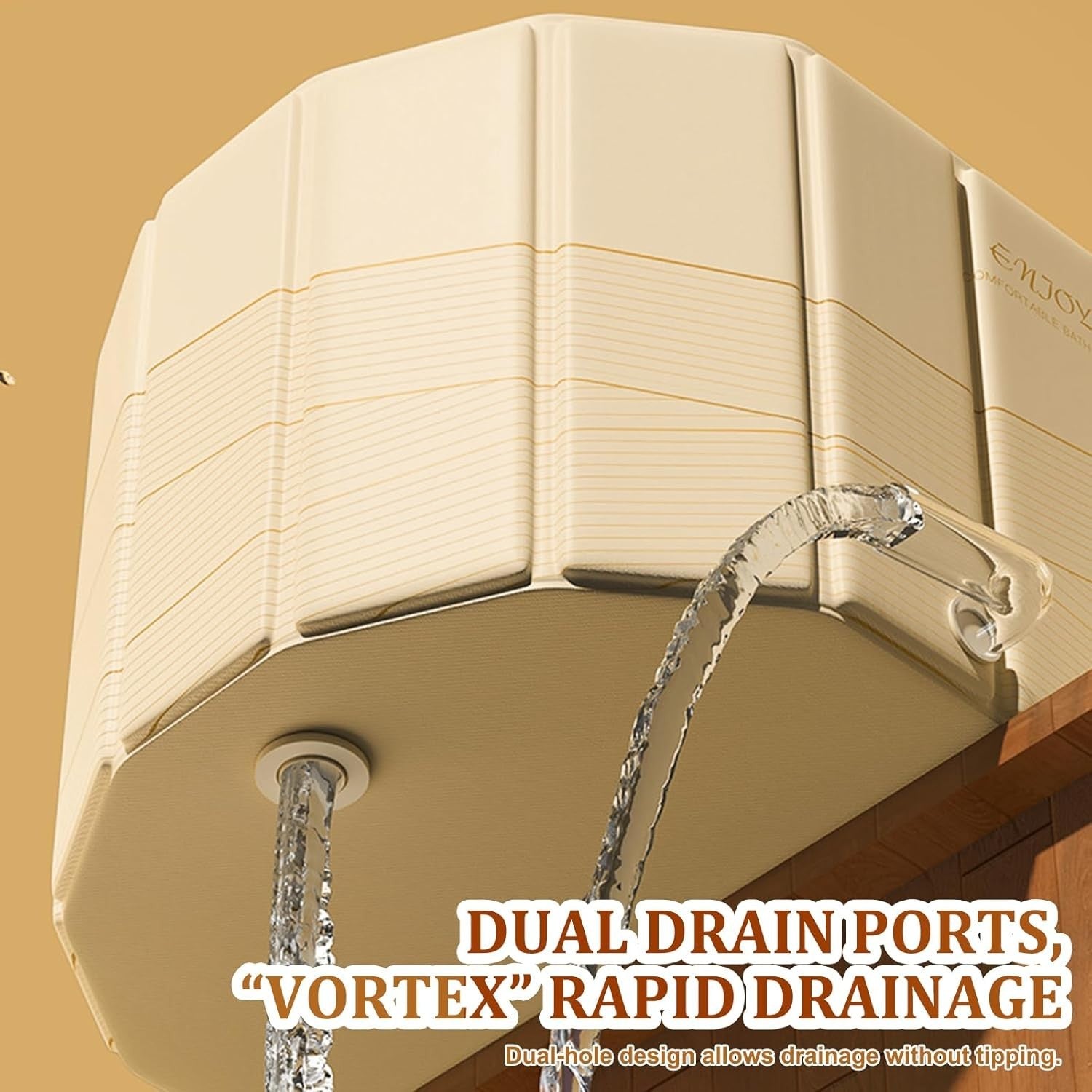 Foldable Adult Spa Bath Tub 1.5M Champagne Gold Portable Deep Soaking