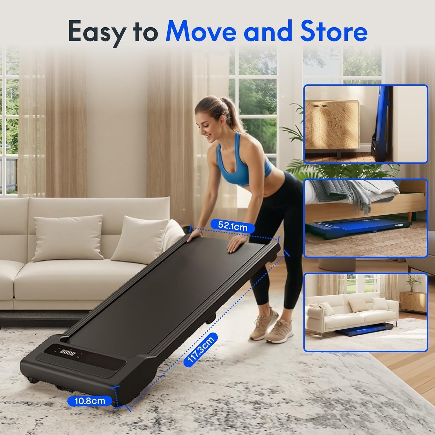Compact Home & Office Walking Treadmill – Quiet, Portable, LED Display