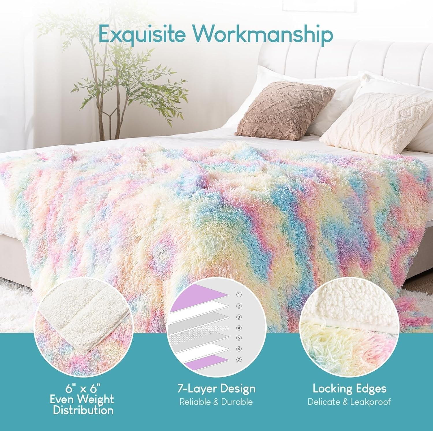 12lbs Weighted Blanket Teal Green 48x72" Sherpa Faux Fur Reversible