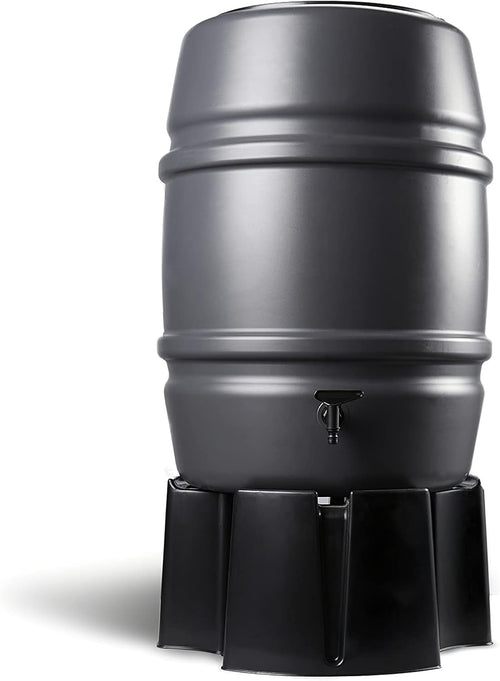 168L Grey Garden Water Butt Kit with Stand & Raintrap Diverter