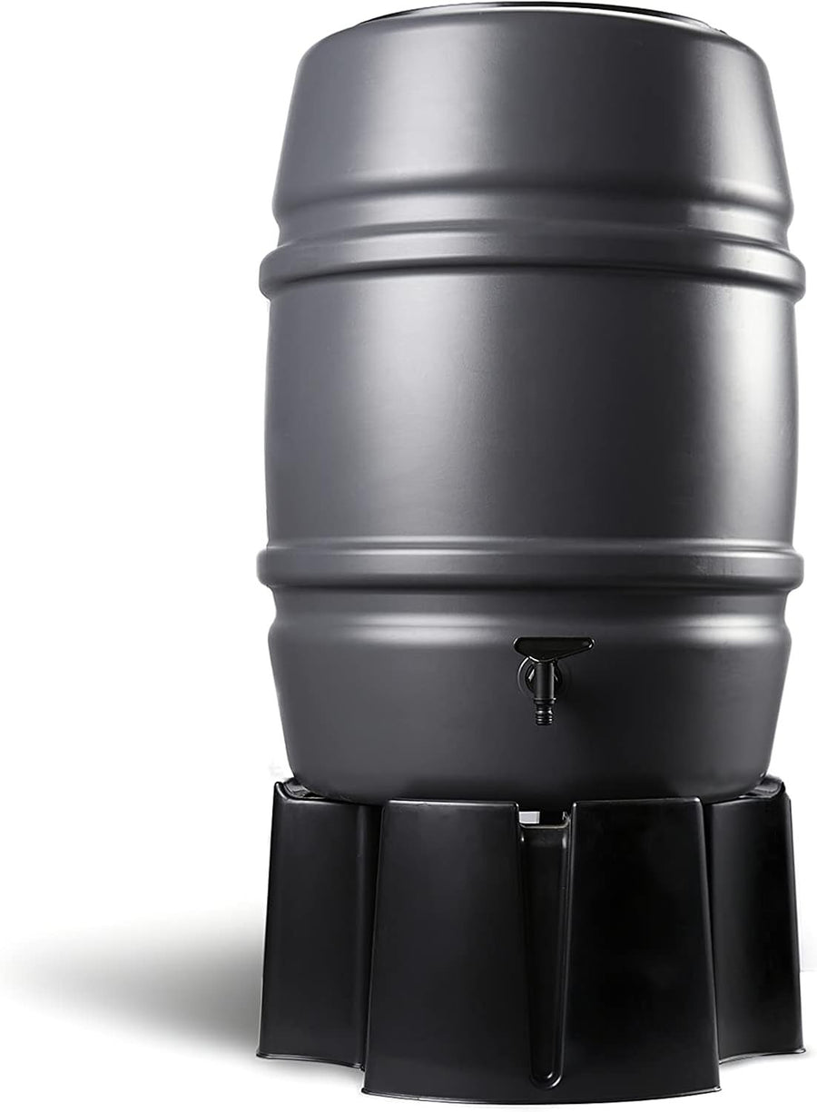 168L Grey Garden Water Butt Kit with Stand & Raintrap Diverter