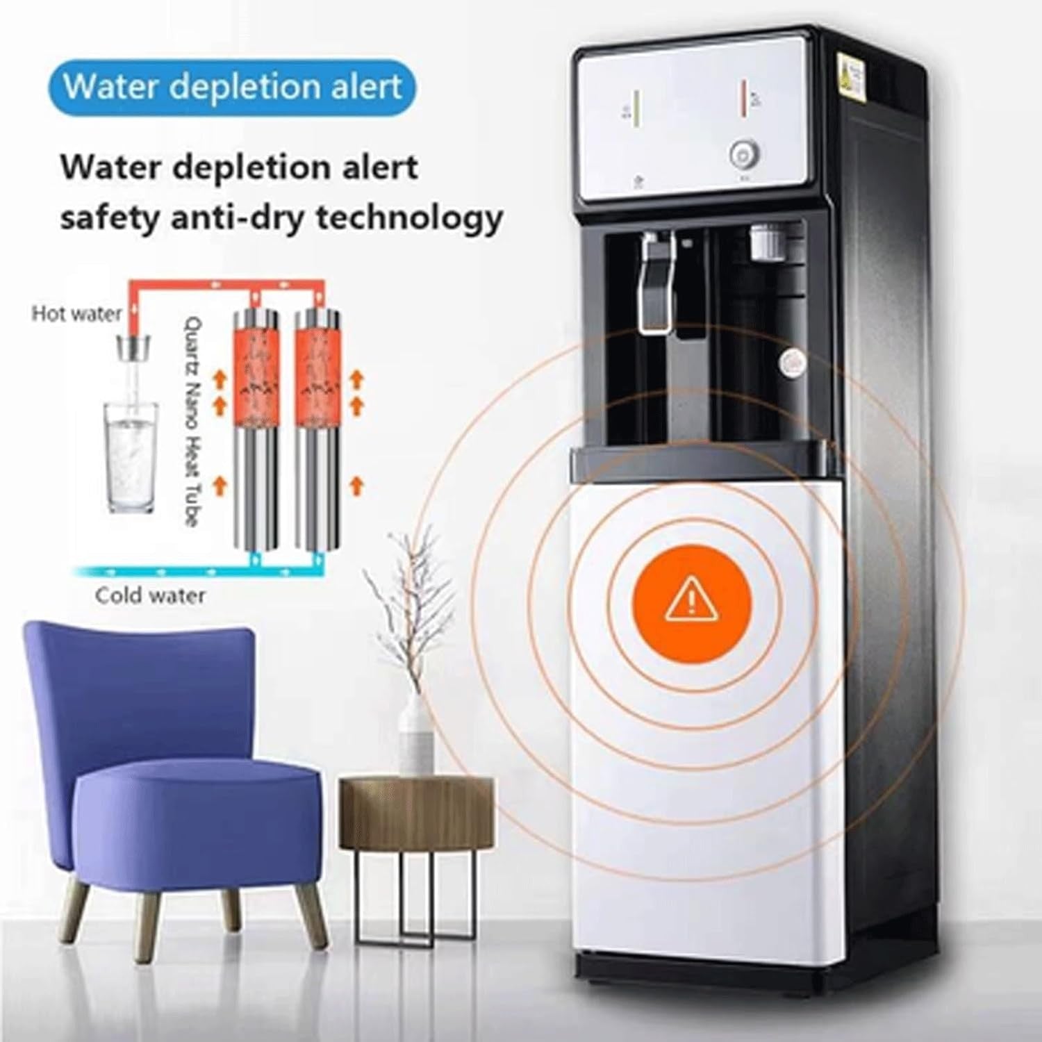 Mains Fed Water Dispenser Hot Cold Ice Four Stage Filtration