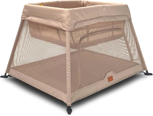 Travel Cot Playpen Lightweight Foldable Baby Bed with Mattress & Storage Beige