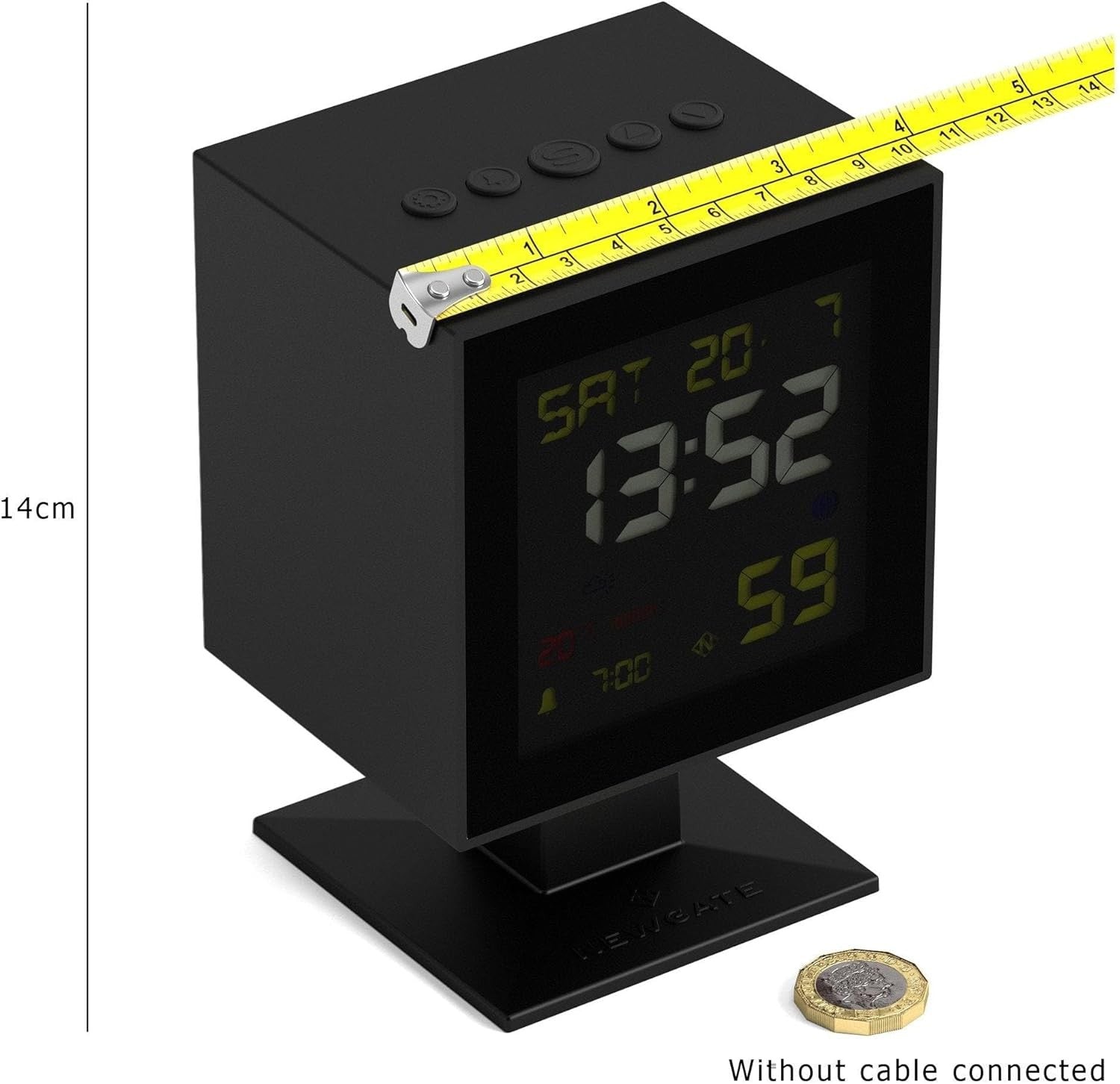 Large Digital Alarm Clock Black Retro Square LCD Desk Bedside Time Display
