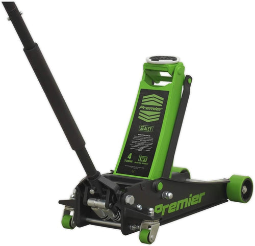 4 Ton Low Profile Hydraulic Trolley Jack 100–533mm Rocket Lift Heavy Duty Green