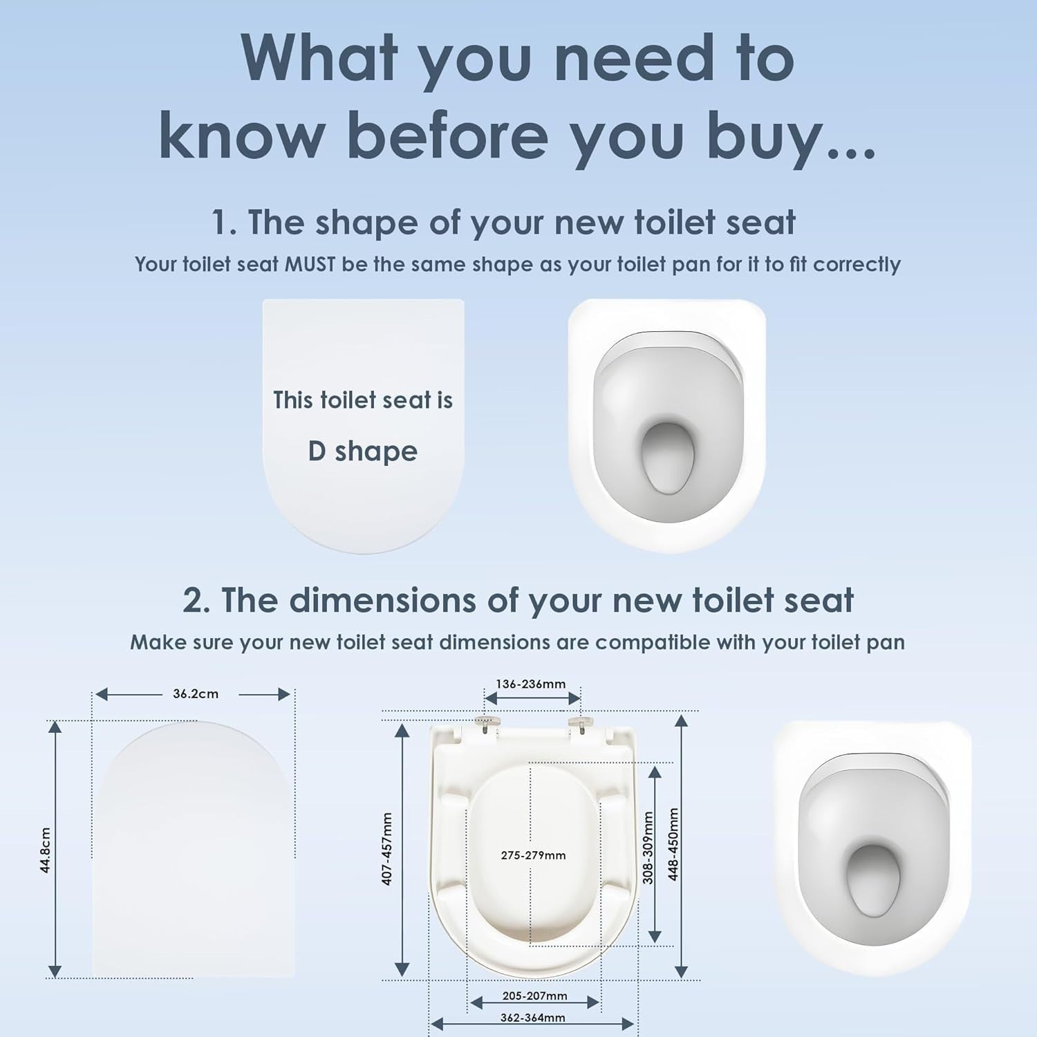 White Duroplast Toilet Seat Soft Close D Shape Quick Release Easy Clean Durable
