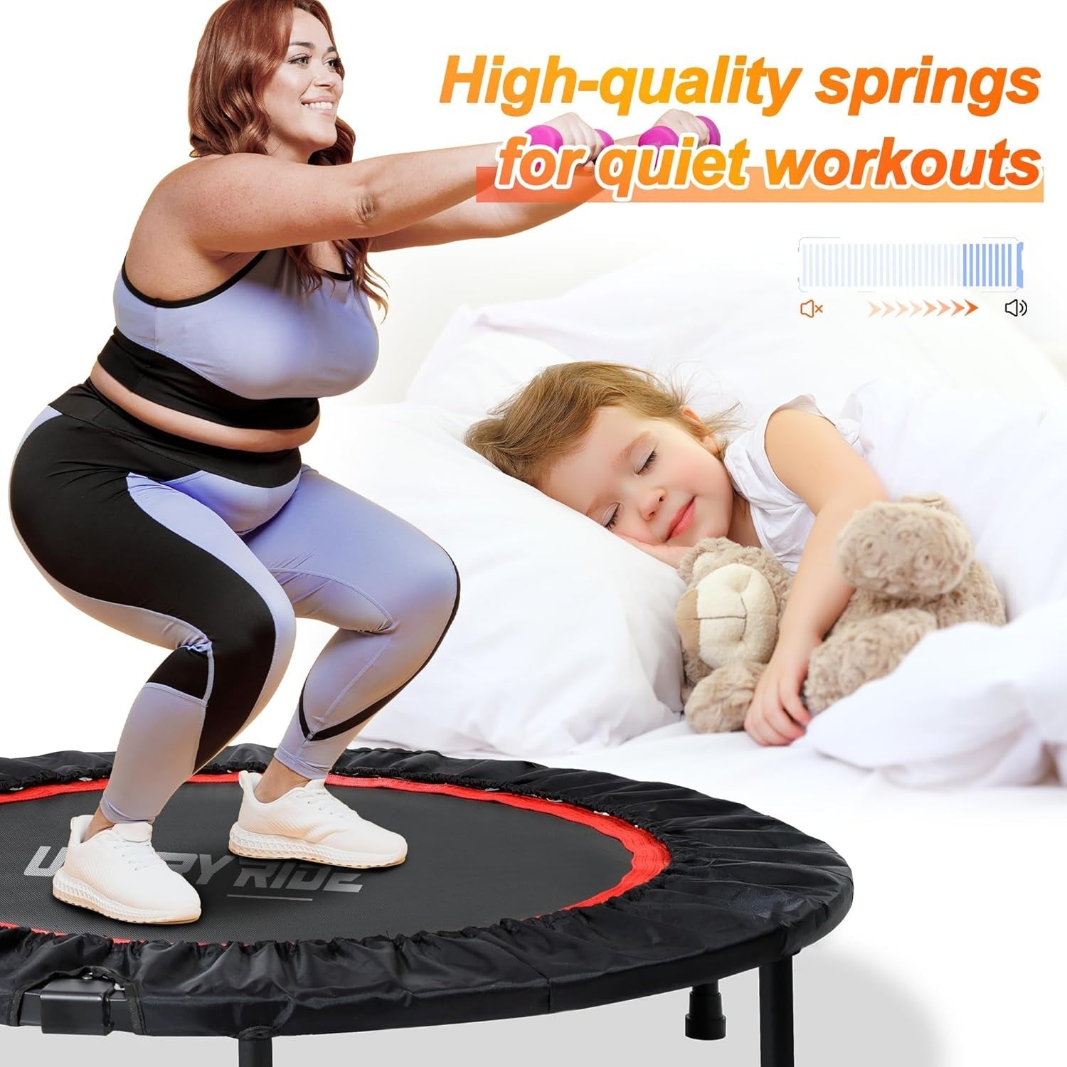 48in Heavy Duty Folding Rebounder Trampoline Adjustable Handle