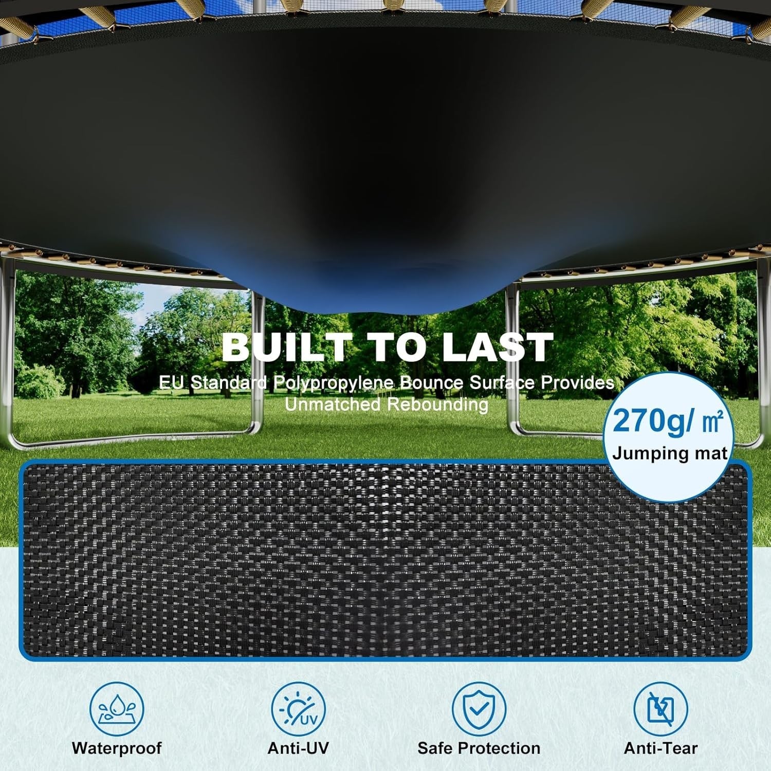6FT Kids Garden Trampoline w Safety Net Steel Frame Outdoor Play