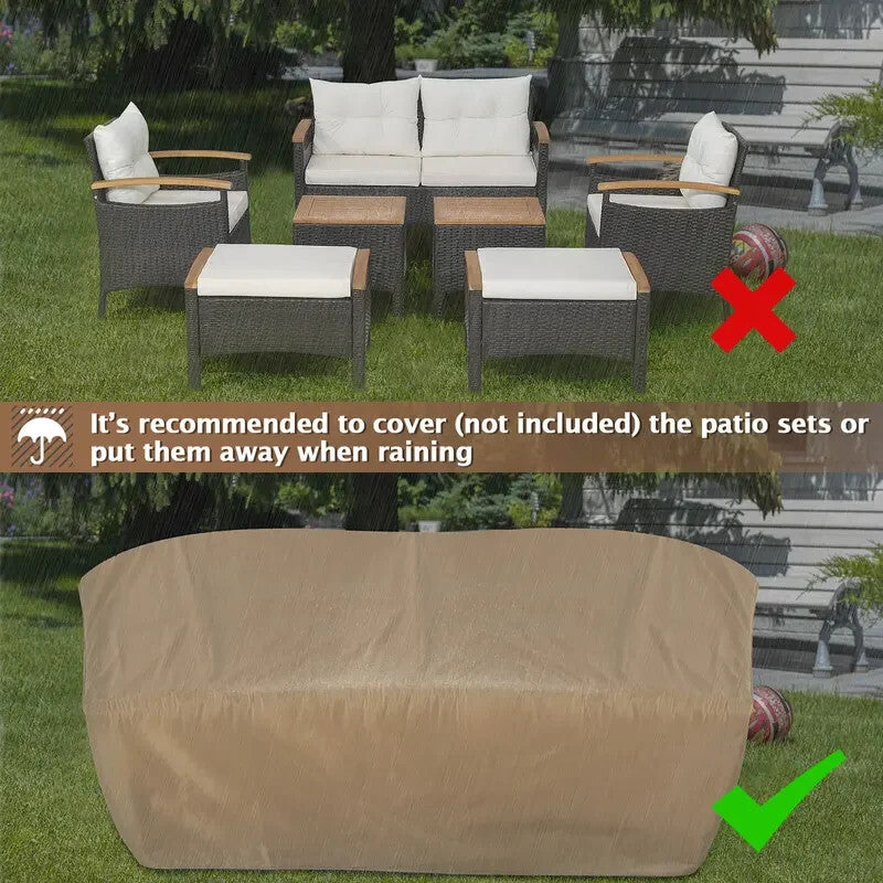 7PC Rattan Garden Patio Sofa Set – Outdoor Chairs Ottomans Table Cushions