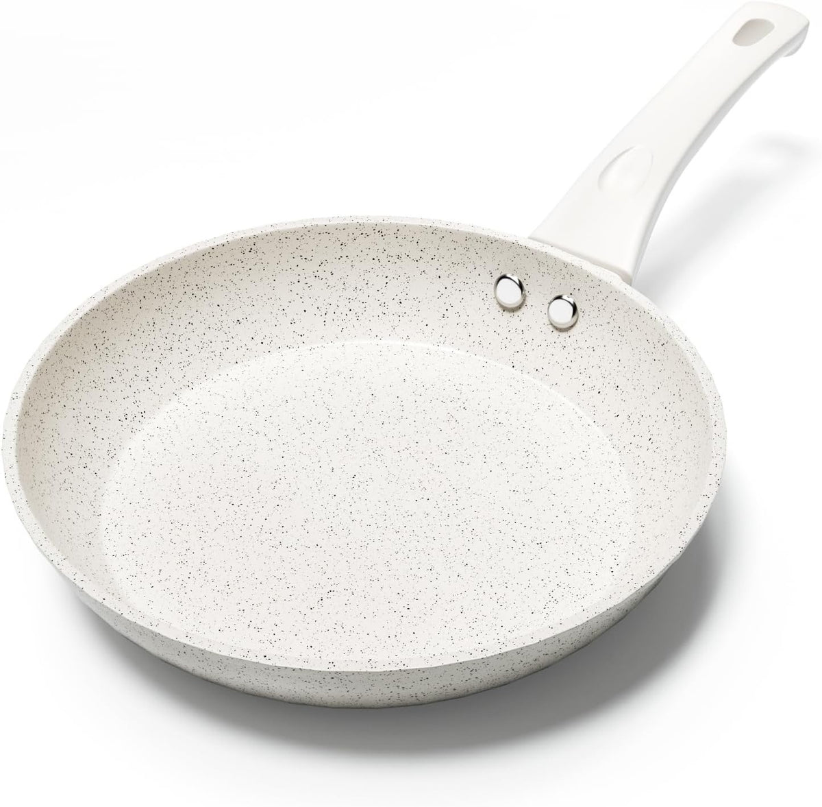 24cm White Non Stick Frying Pan Induction Ready Granite Coating PFOA-Free