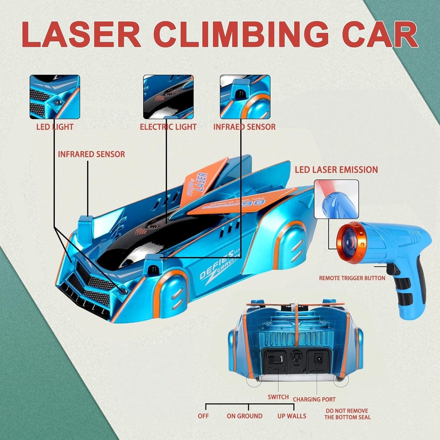 Wall Climbing RC Car – Laser Remote Control Stunt Toy for Kids & Teens