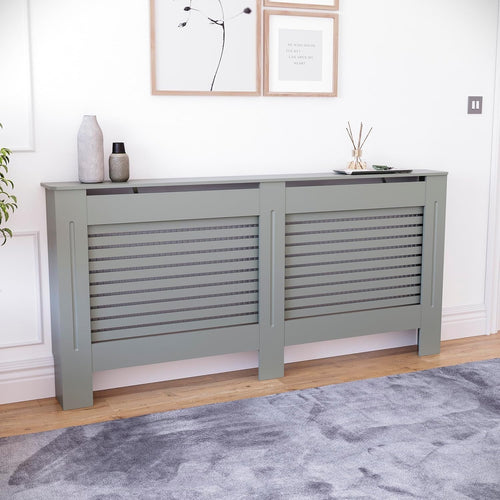 Extra Large Olive Grey Radiator Cover MDF Cabinet 172x82x19cm
