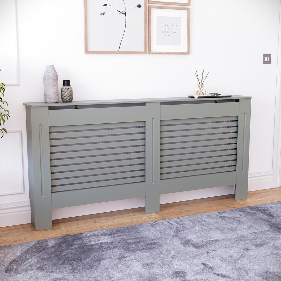 Extra Large Olive Grey Radiator Cover MDF Cabinet 172x82x19cm