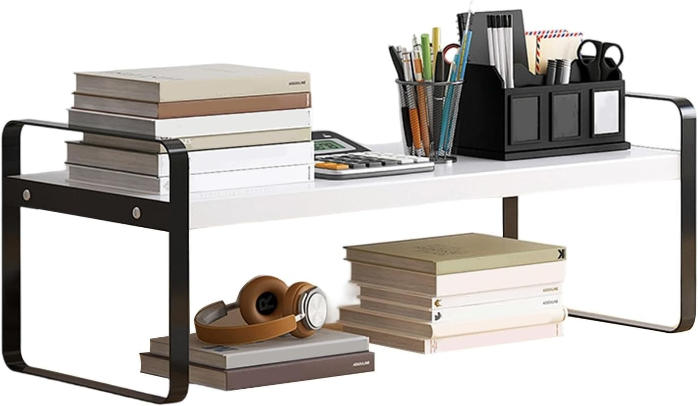 Stackable Desktop Organizer Metal Storage Shelf for Office & Kitchen