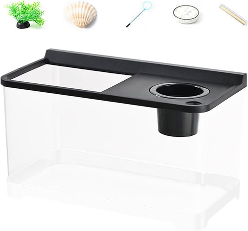 Small Fish Tank 3-Color LED Aquarium 360° Viewing Desk Living Room