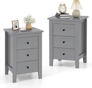 Set of 2 Grey 3 Drawer Bedside Tables | Modern Wooden Nightstands