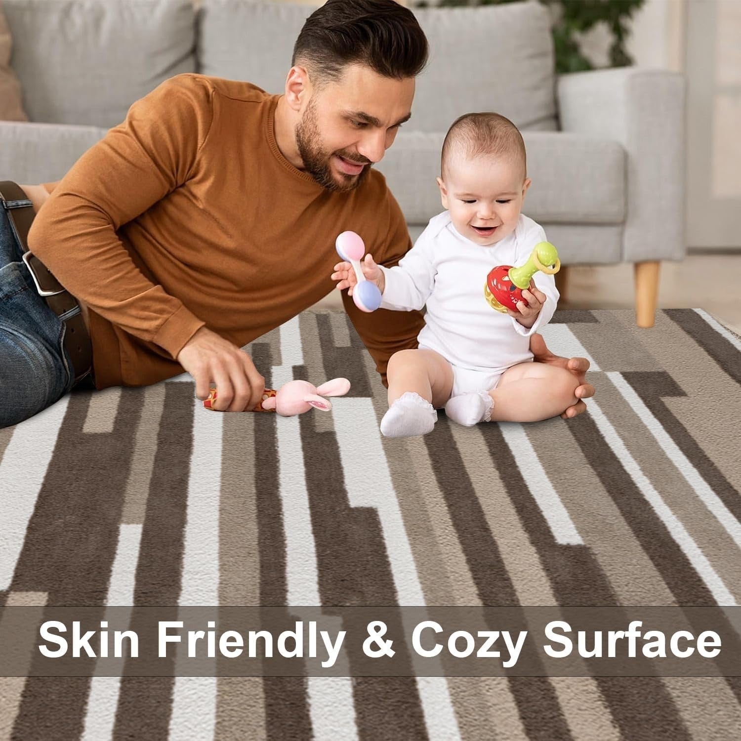 Large Washable Area Rug Anti Slip Short Pile Living Room 160x230cm