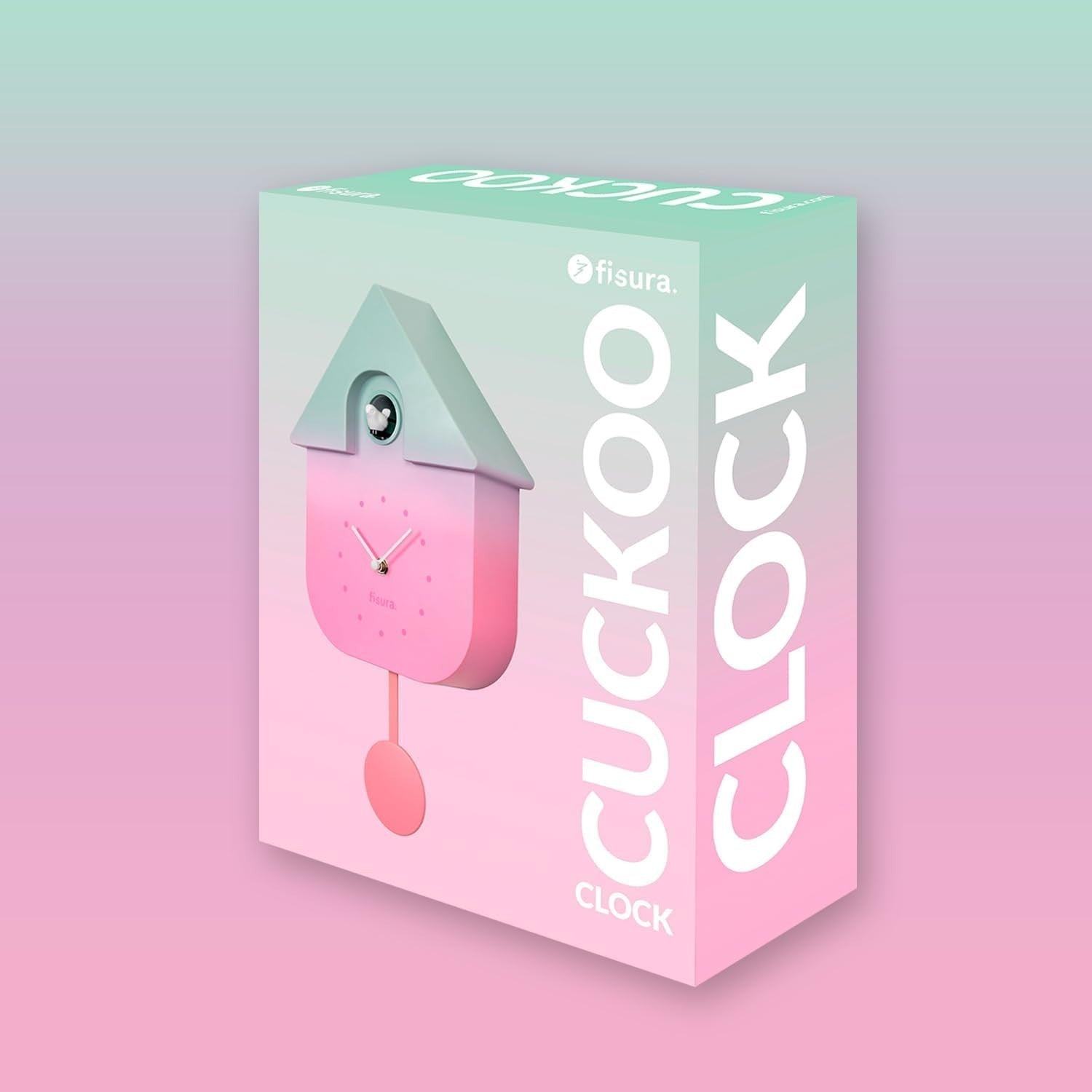 Gradient Cuckoo Wall Clock Modern Silent Bird Sound Colourful Room Decor