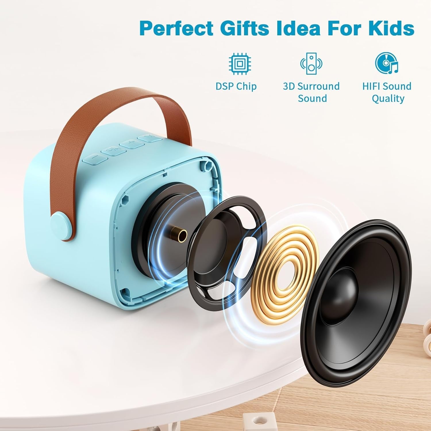 Mini Karaoke Machine with 2 Wireless Kids Bluetooth