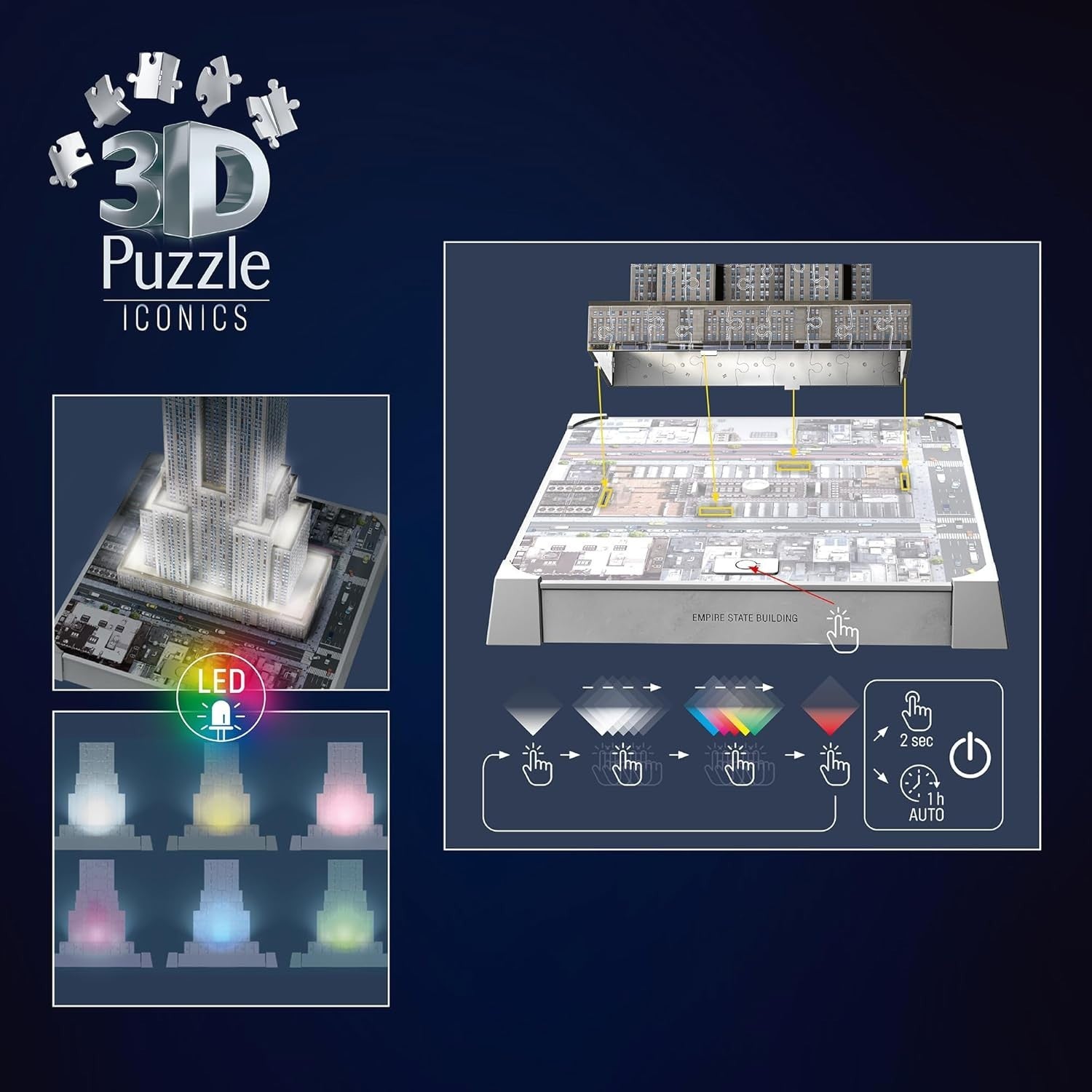Empire State Building 3D Puzzle LED Light Up Model 216 Piece Gift