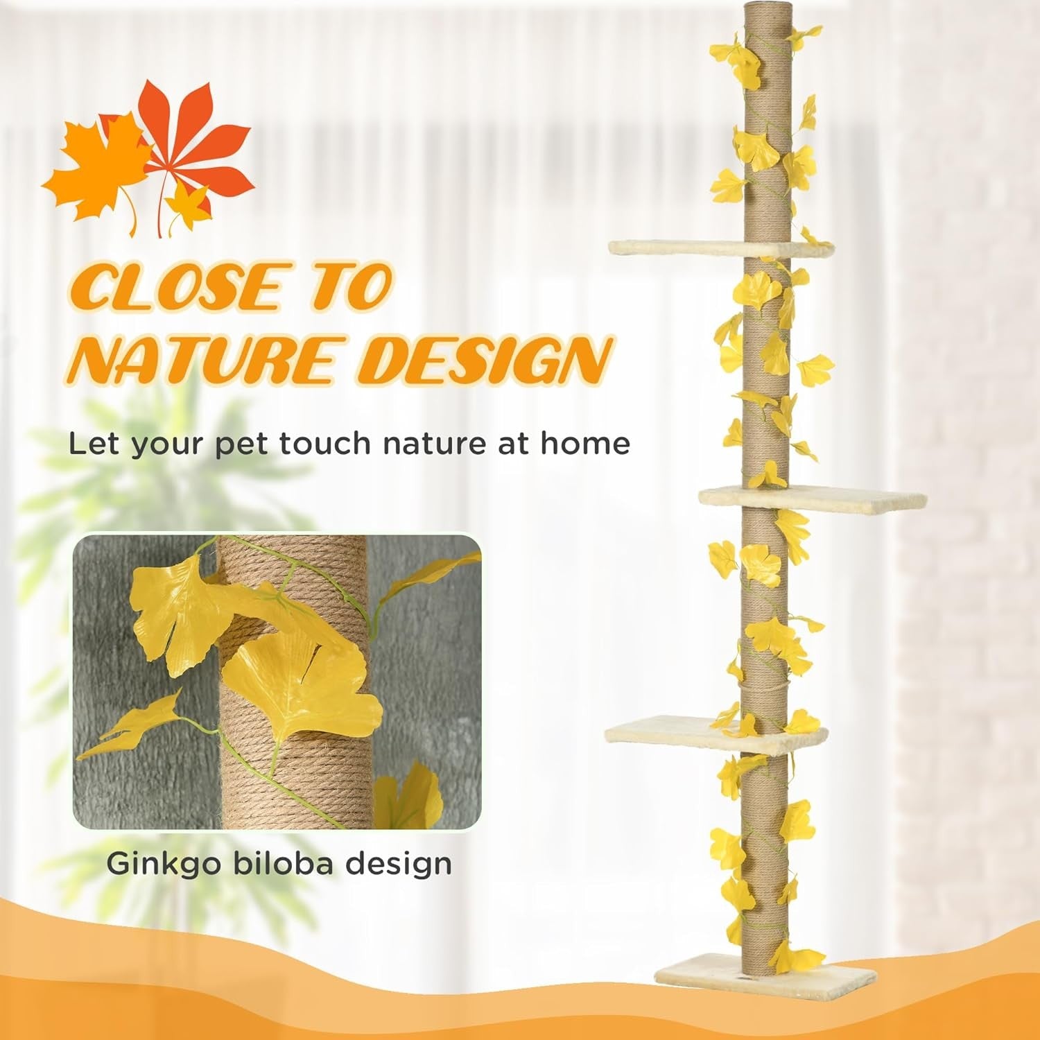Floor to Ceiling Cat Tree 242cm Adjustable Climbing Tower Scratch Post