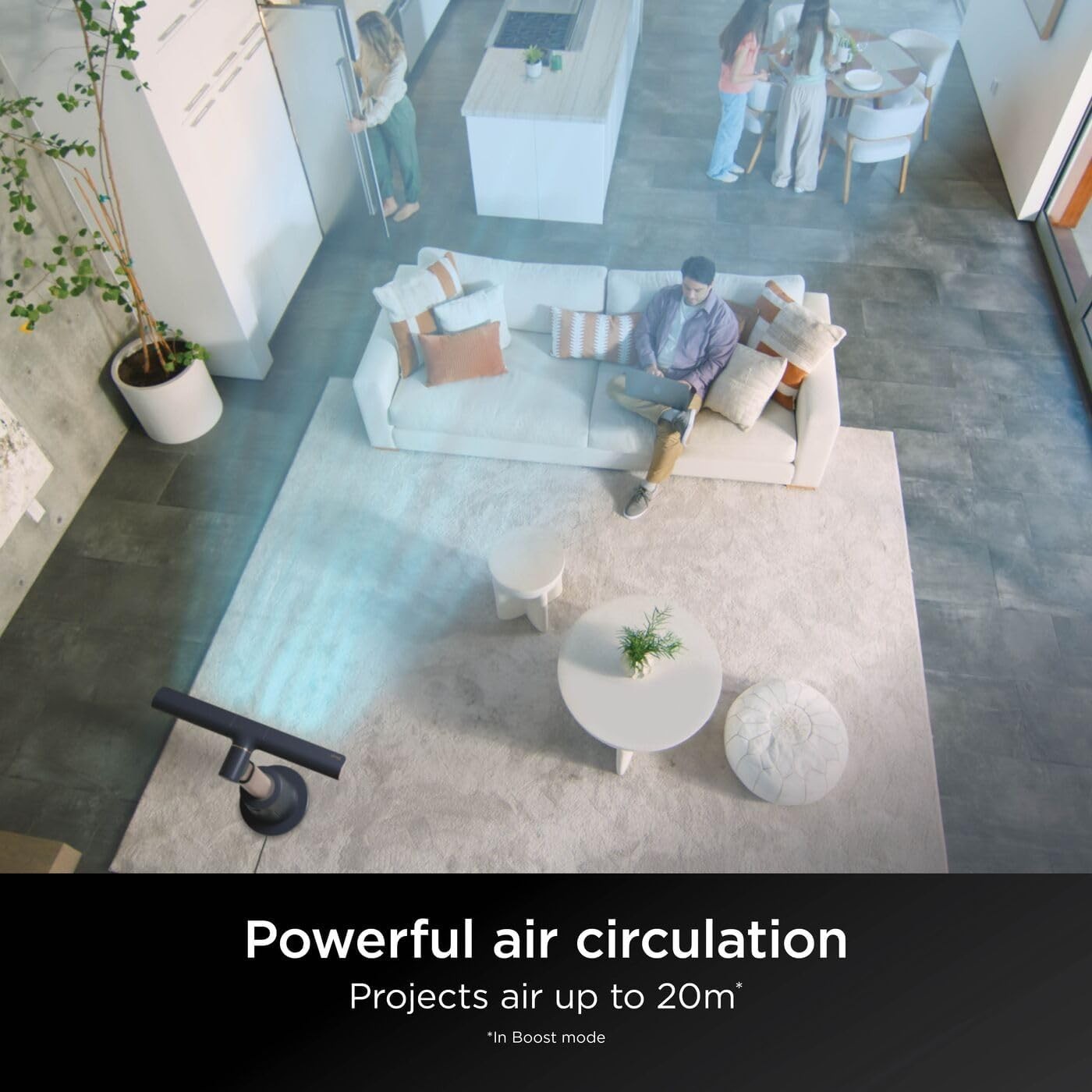 Bladeless Tower Fan Charcoal 10Speed Remote 180° Oscillating Quiet Floor Cooling