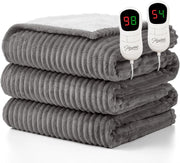 King Size Electric Heated Blanket 10 Heat Auto Off Dual Control Sherpa 101x90