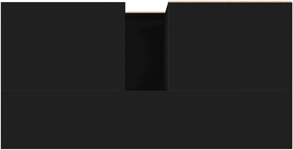 Modern Black Bathroom Vanity Unit 65cm Under Sink Storage Cabinet Cupboard