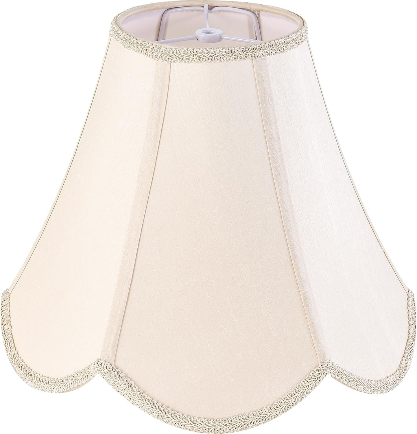 Set of 2 Bell Lamp Shades Faux Silk Beige Scalloped Table Floor Light Shades
