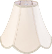 Set of 2 Bell Lamp Shades Faux Silk Beige Scalloped Table Floor Light Shades