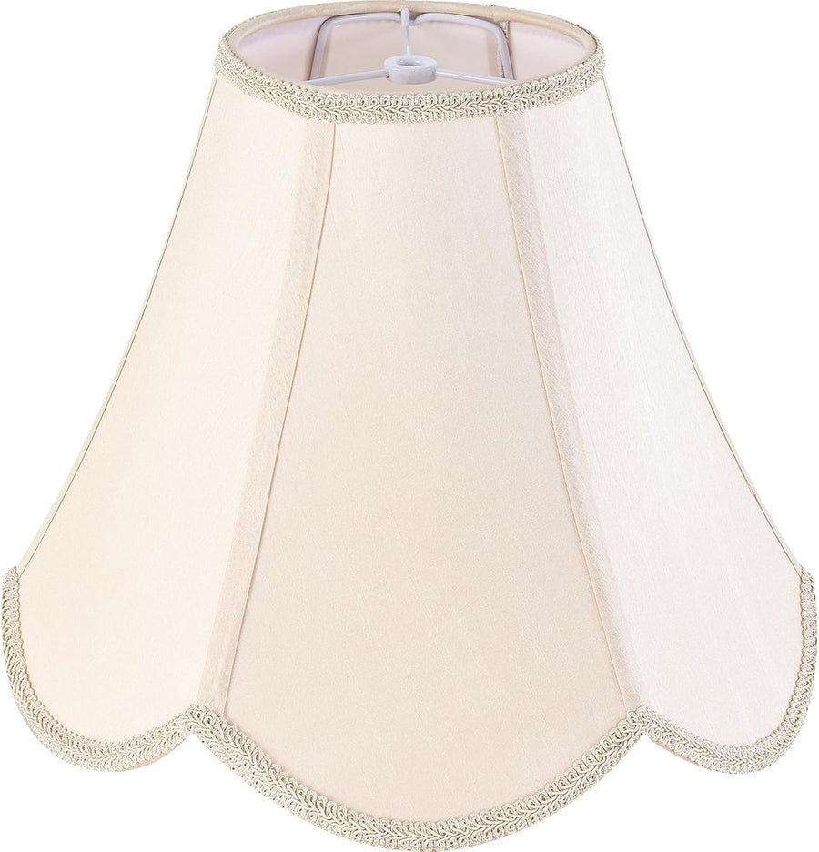 Set of 2 Bell Lamp Shades Faux Silk Beige Scalloped Table Floor Light Shades