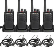 PMR446 Walkie Talkies 4 Pack Long Range Rechargeable Radio w Headset
