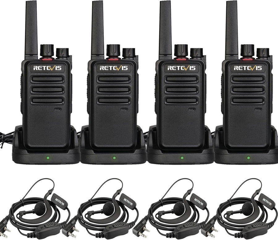 PMR446 Walkie Talkies 4 Pack Long Range Rechargeable Radio w Headset