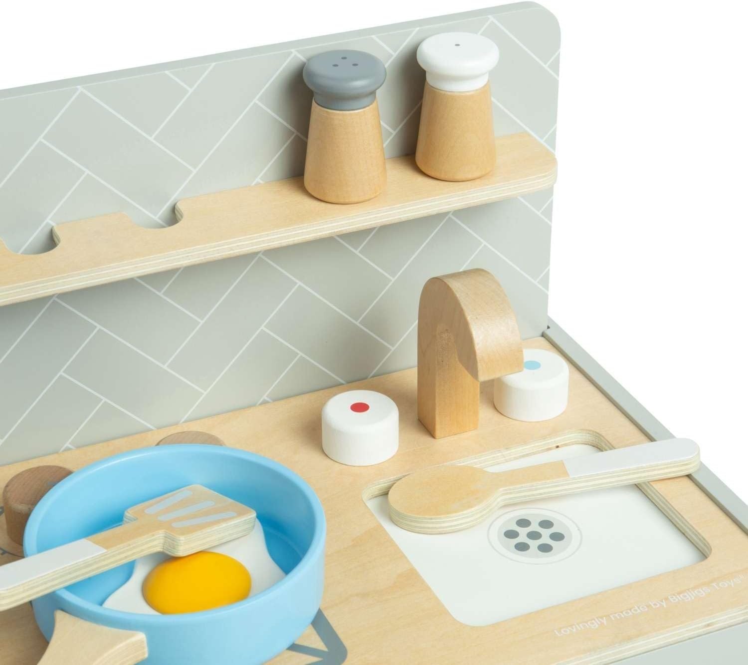 Wooden Tabletop Kids Play Kitchen Mini Pretend Cooking Toy Set