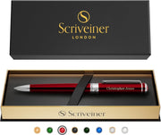 Luxury Personalised Ballpoint Pen – Crimson Red Brass Chrome, Refillable Ink