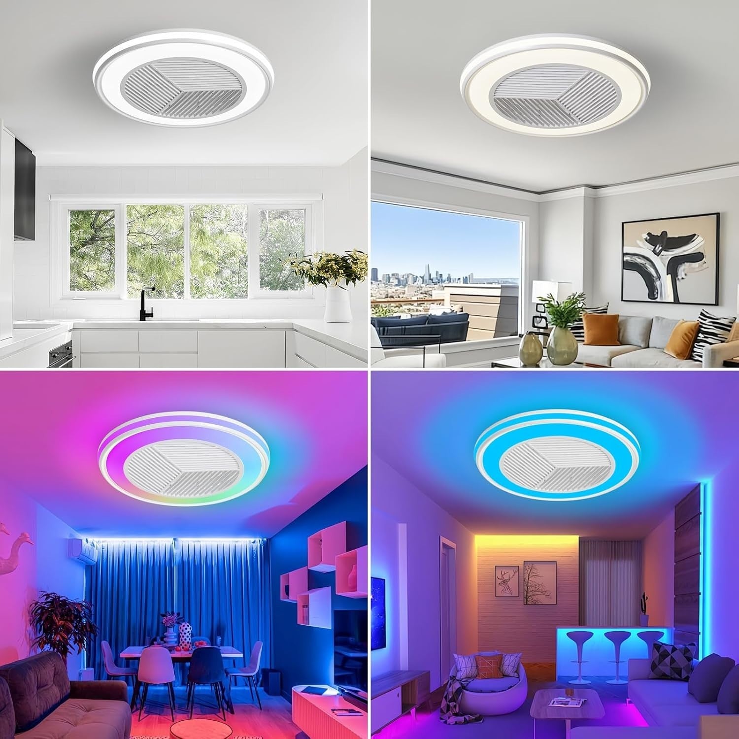 DWDVBL 50CM RGB Ceiling Fan with Smart LED Light, Remote & App Control