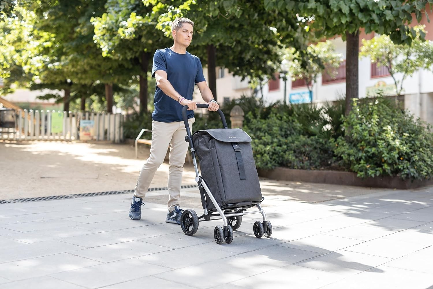 Foldable Shopping Cart Trolley 64L Large Capacity Thermal Bag 32kg Black