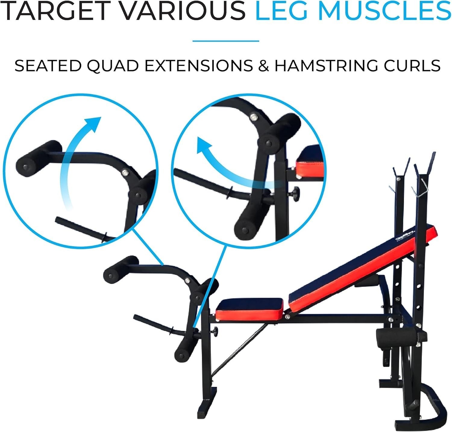 Adjustable Bench Press With Barbell Rack Foldable Home Gym Trainer
