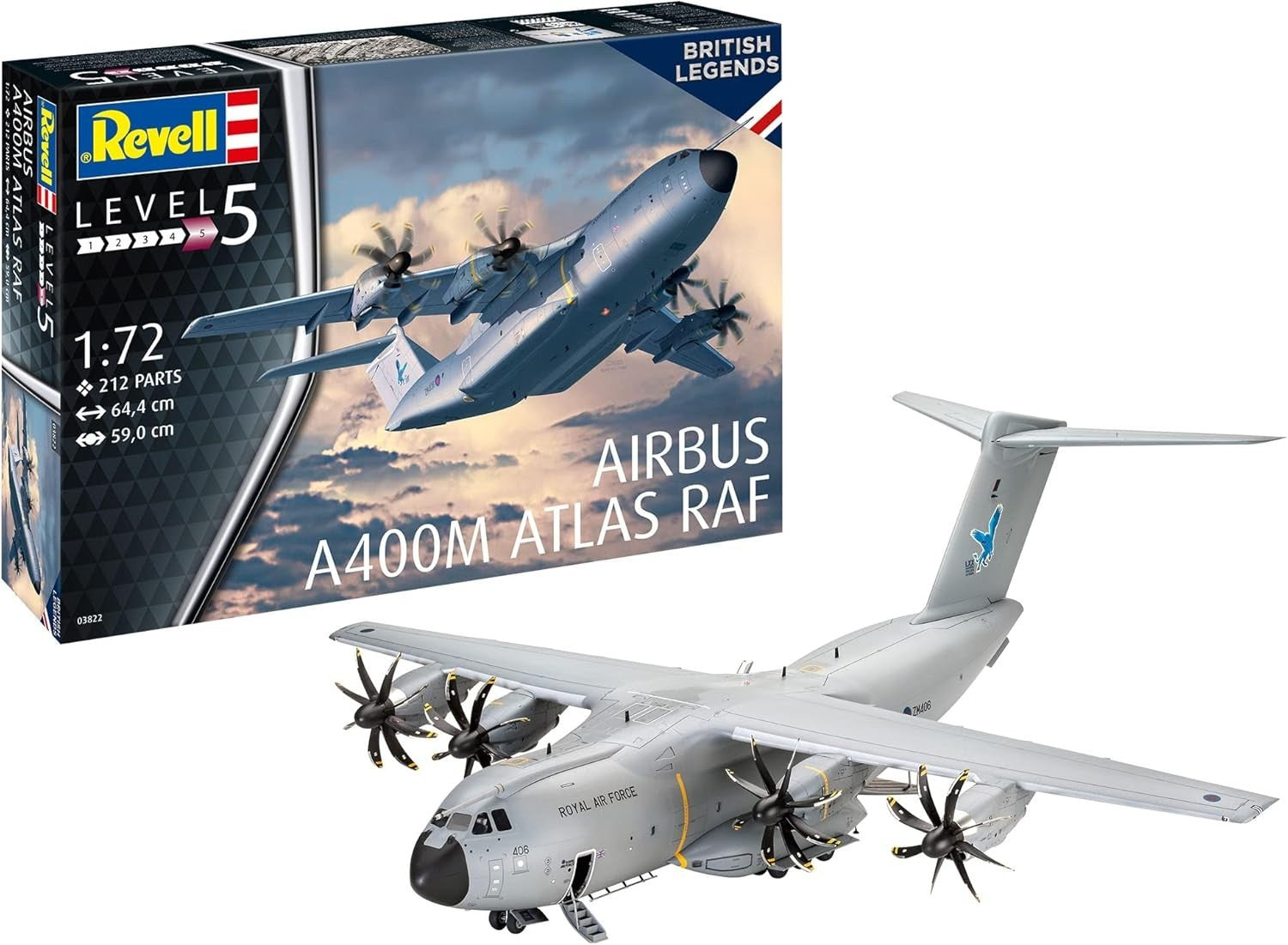 1:72 Airbus A400M Atlas RAF Military Cargo Plane Model Kit Unpainted Plastic