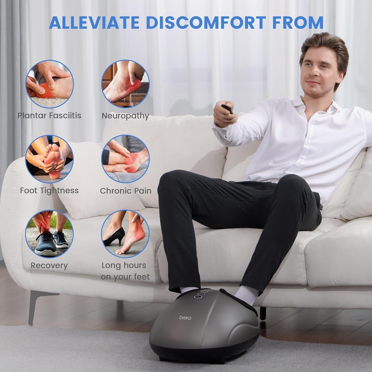Foot Massager with Heat & Air Compression for Pain Relief & Relaxation