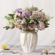 Artificial Peony Flower Arrangement in Vase Purple Luxury Faux Home Decor