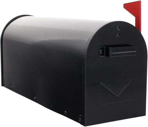 Lockable Steel Mailbox Black – Weatherproof, Surface Mount, Mail Notifier