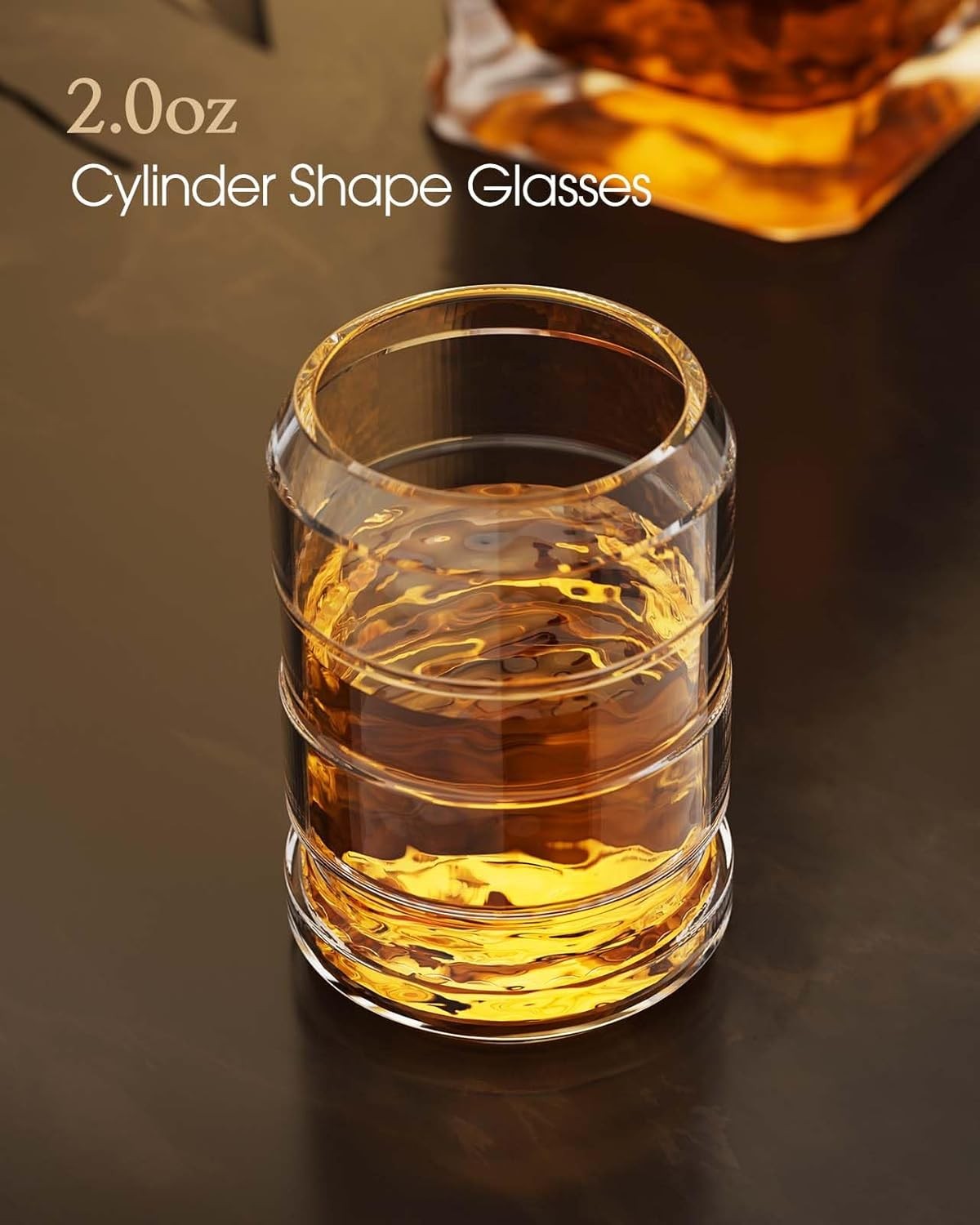 Gold Gun Whiskey Decanter Set with 2 Glasses Display Stand Unique Bar Gift